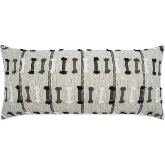 Tassel Stripe Lumbar Pillow by DV Kap Home in grey. Made from 100% solution dyed polyester in a modern style.