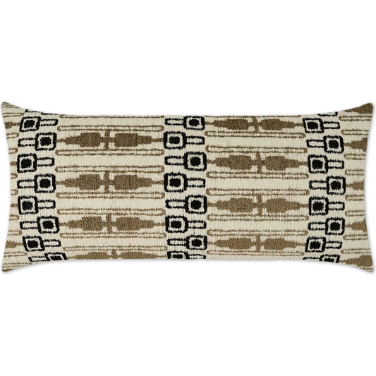 001 SI-2381733 | Primary Silo | Maylis Lumbar Indoor/Outdoor Pillow by DV Kap Home in taupe, black. Made from 78.73% poly(uv), 21.27% seaqpoluv in a unique style.