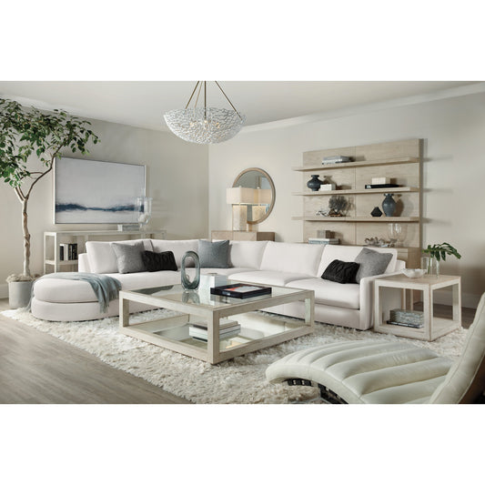 Cascade End Table by Hooker Furniture in terrain, pebble beach. Made from oak veneers, burlap in a modern style.