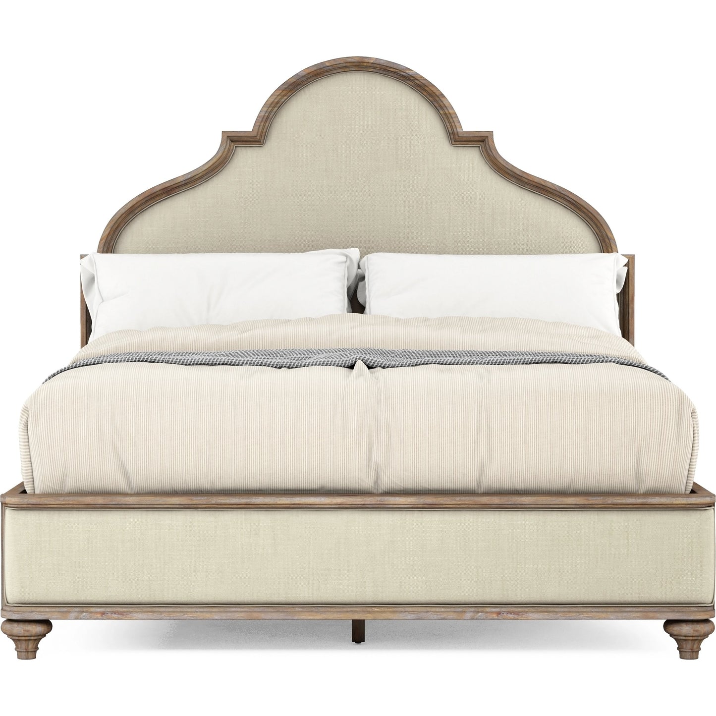 002 SI-2064916,SI-2064917,SI-2064918 | Additional Silo | Architrave Upholstered Panel Bed by A.R.T. Furniture in almond. Made from pine solids and veneer, foam, fabric in a traditional style.