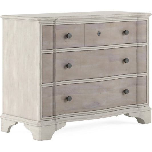 Alcove Bachelor's Chest by A.R.T. Furniture in belgian ivory, washed maple. Made from acacia solids, maple veneers, metal in a transitional style.