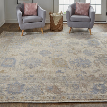 Wendover Transitional & Botanical Rug - 6862F by Feizy in tan, orange, blue. Made from pet in a unique style.