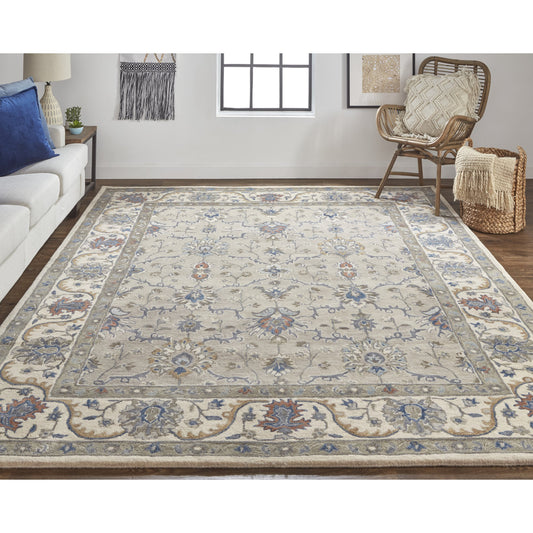Rylan Transitional Oriental Rug - 8640F by Feizy in taupe, ivory, blue. Made from wool in a unique style.