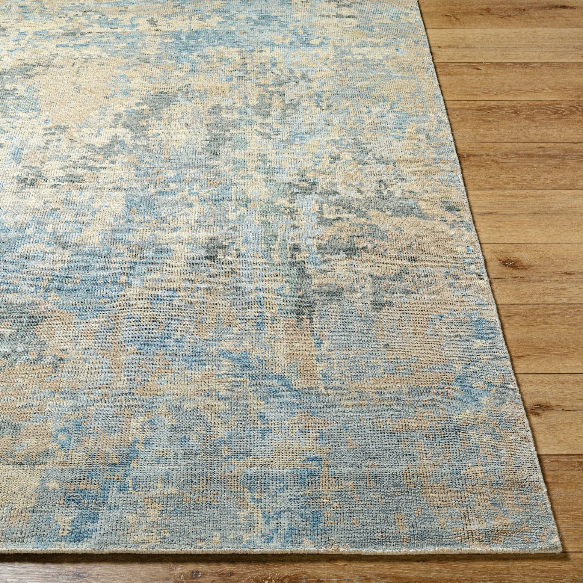Odyssey ODY-2301 Rug by Surya in tan, beige, denim, dark blue, sage, charcoal. Made from 100% wool in a unique style.