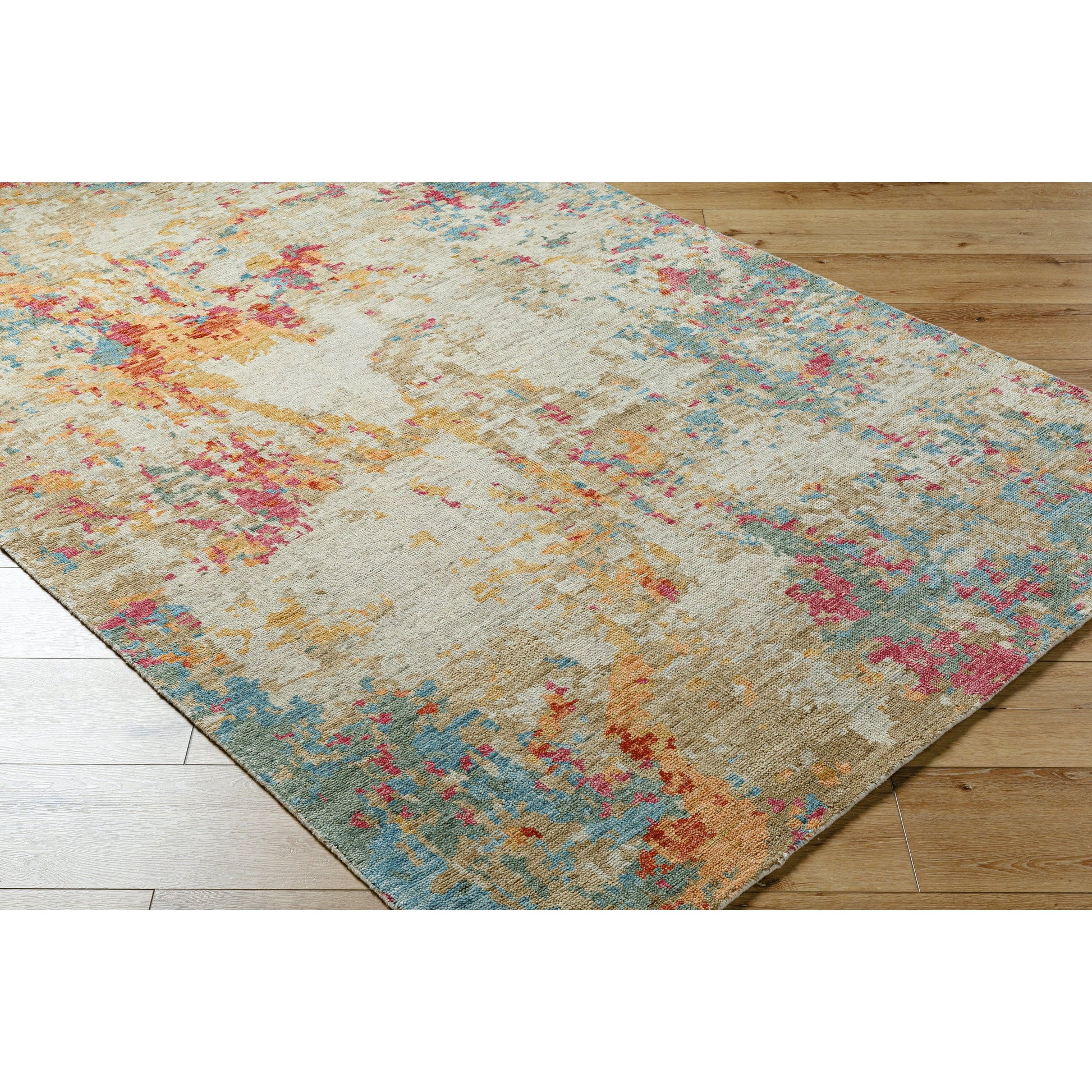 Odyssey ODY-2302 Rug by Surya in olive, tan, teal, peach, rust, fuchsia. Made from 100% wool in a unique style.