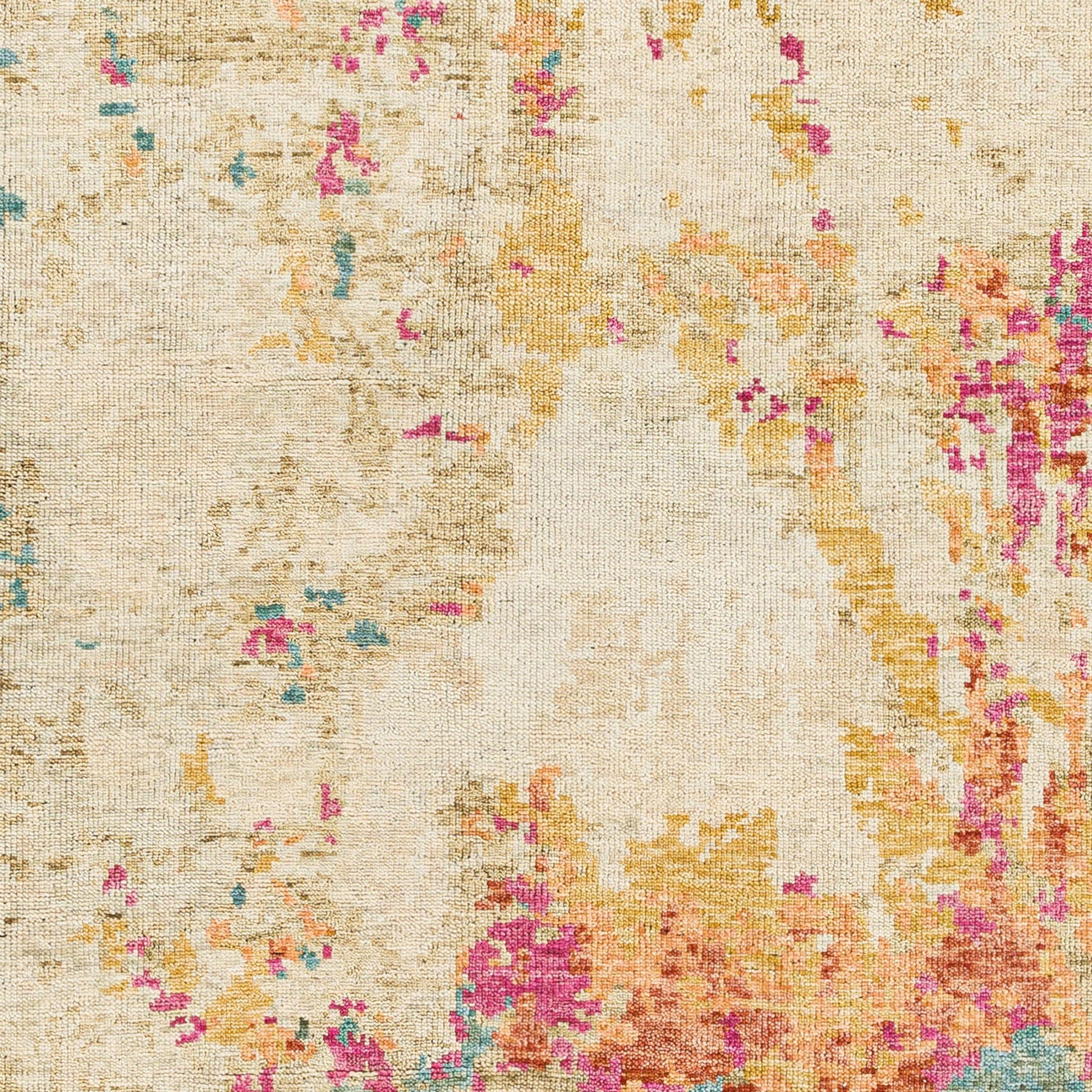 Odyssey ODY-2302 Rug by Surya in olive, tan, teal, peach, rust, fuchsia. Made from 100% wool in a unique style.