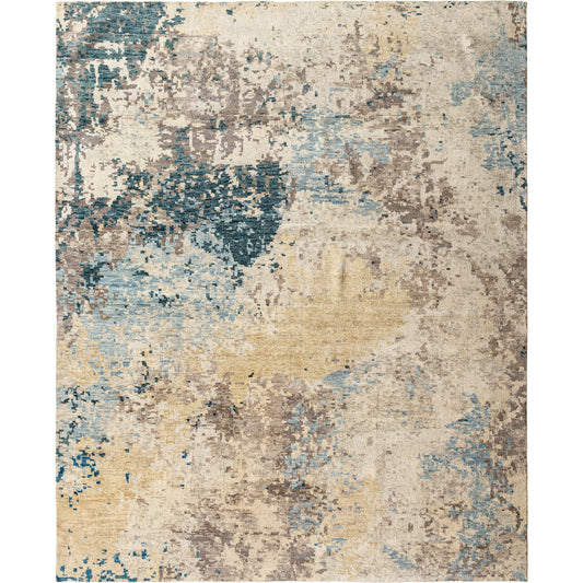 Odyssey Rug - 31554 by Surya in wheat, charcoal, light olive, denim, dark green. Made from main: 100% wool in a unique style.