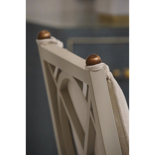 Orion Side Chair by Jonathan Charles in london mist. Made from acacia in a unique style.