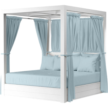 Newport Outdoor Resort King Daybed by Sunset West in whites/creams/beiges. Made from aluminum in a modern style.