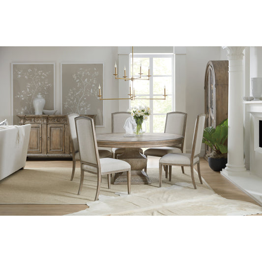 Castella Side Chair (Set of 2) by Hooker Furniture in beige and antique slate, natural tan. Made from fabric, nailheads in a traditional style.