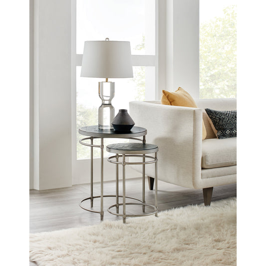 St. Armand Nesting Tables by Hooker Furniture in black. Made from acacia solids with round metal tube, metal sheet in a modern style.