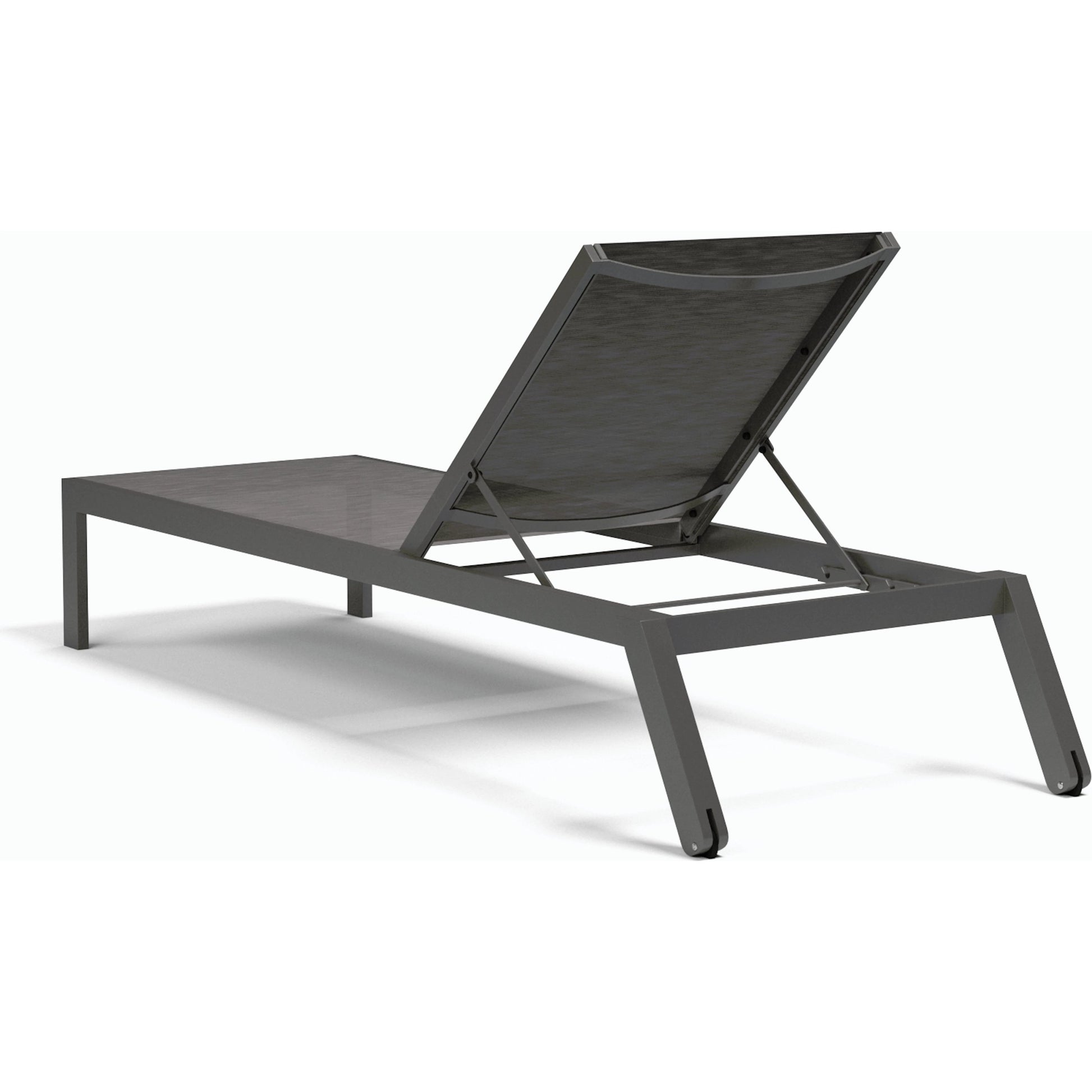 Vegas Outdoor Stackable Chaise Lounge by Sunset West in graphite. Made from aluminum in a modern style.