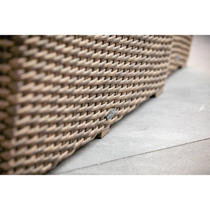 Havana Outdoor Sofa by Sunset West in tobacco. Made from resin wicker in a modern style.