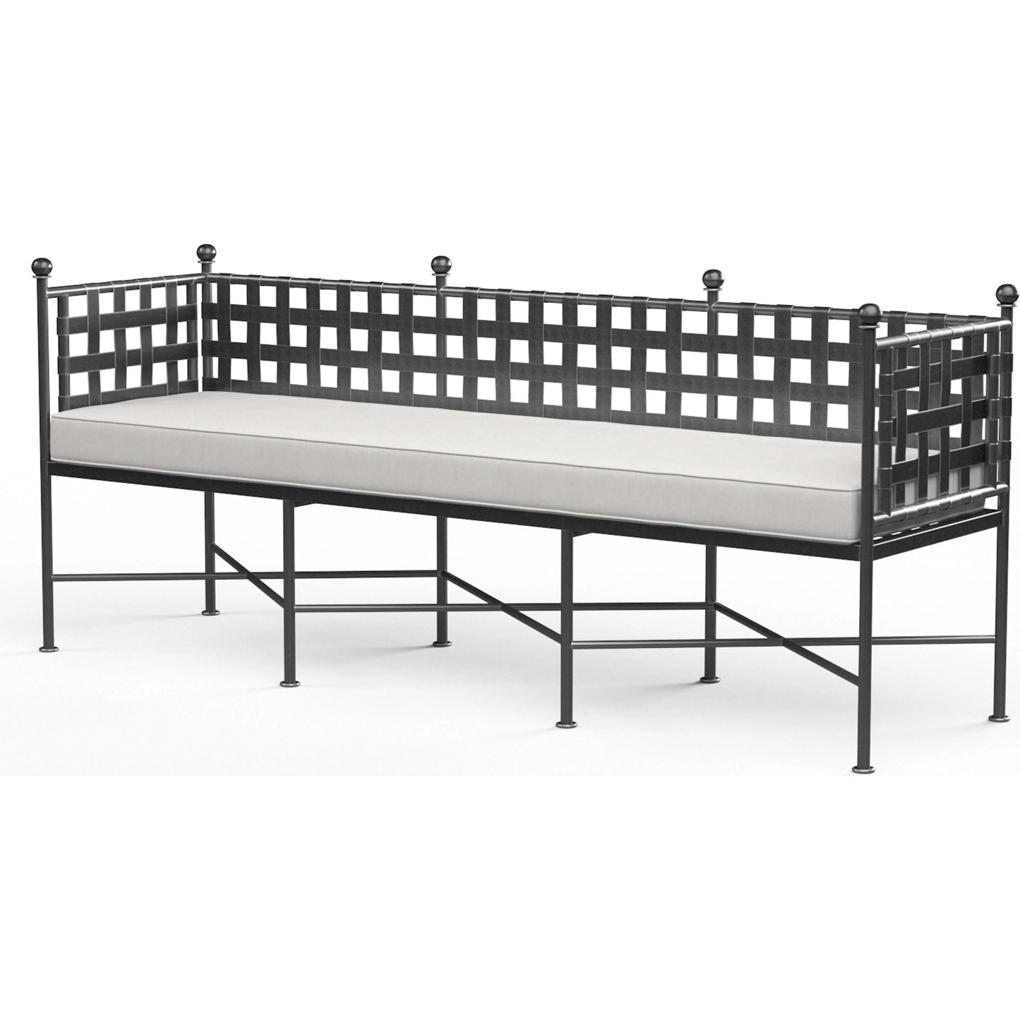 001 SI-2166922 | Primary Silo | Provence Outdoor Garden Bench by Sunset West in pewter. Made from wrought iron in a modern style.