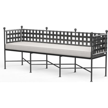 Provence Outdoor Garden Bench by Sunset West in pewter. Made from wrought iron in a modern style.