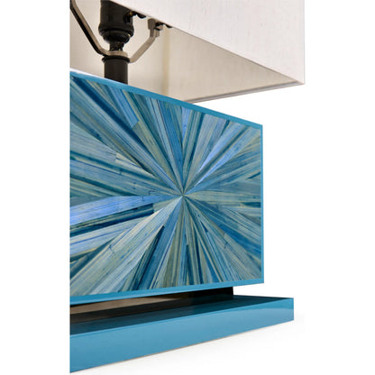 Sapphire Horizontal Table Lamp by Jonathan Charles in azure blue straw. Made from main straw in a unique style.