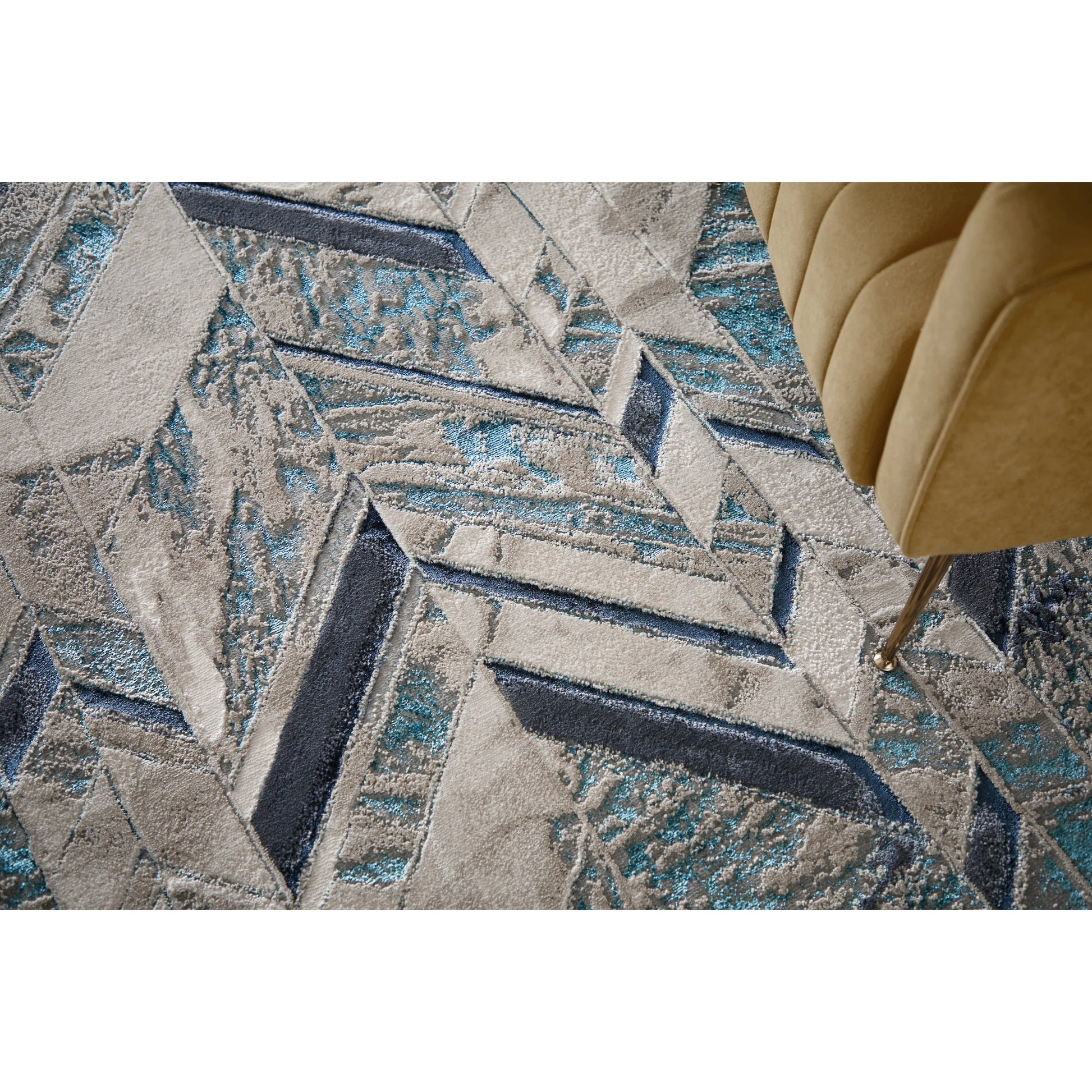 Indio Herringbone Rug - 39H1F by Feizy in ivory, blue, gray. Made from unique in a unique style.