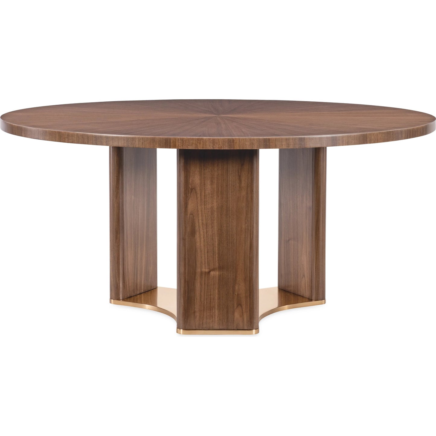004 SI-2458561 | Additional Silo | Eleana Round Dining Table by Hooker Furniture in light caramel, sunlit bronze metal. Made from walnut veneers, metal in a modern style.