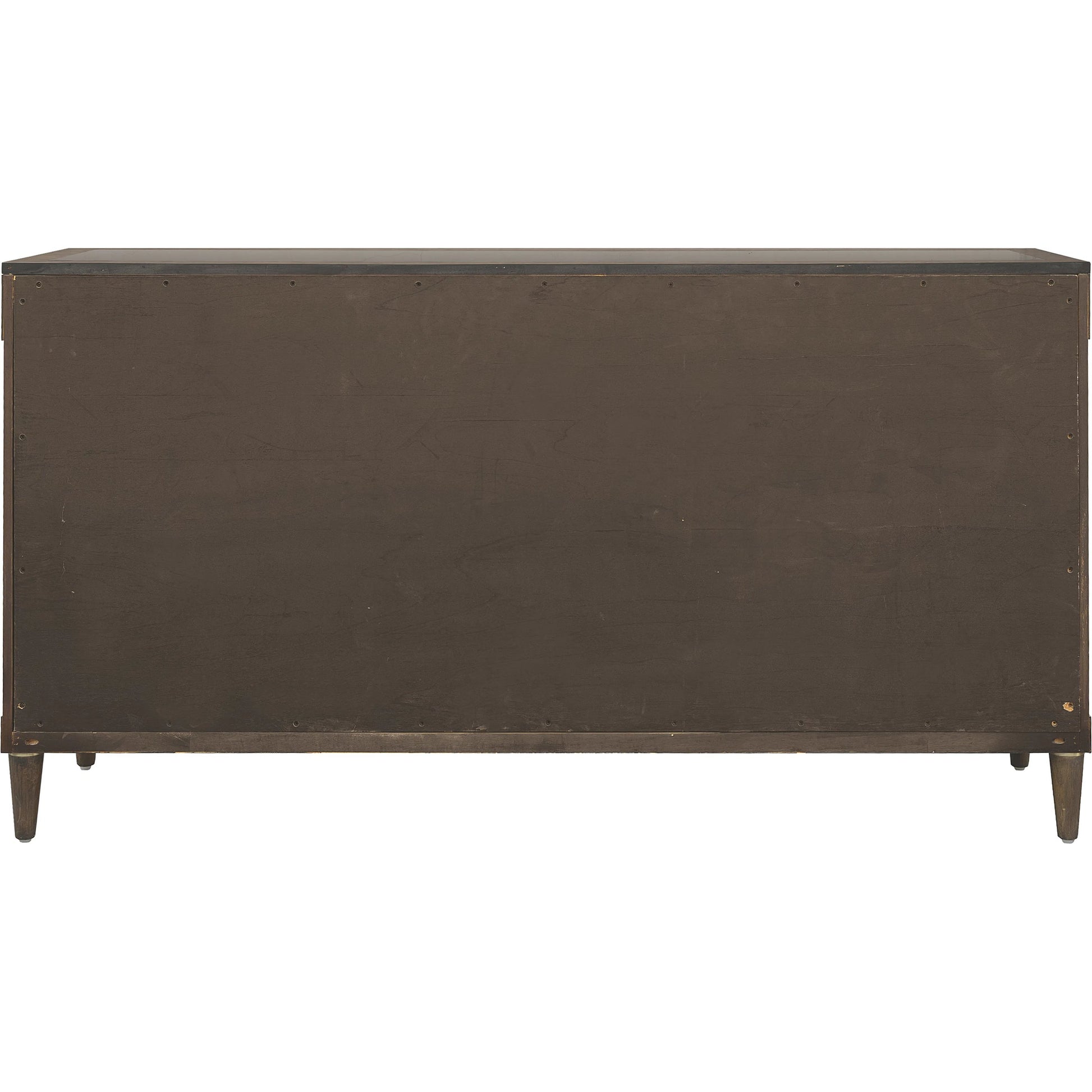 Asher Park Glass Top 2 Door Buffet with Storage Drawers by Pulaski Furniture in piano brown. Made from eucalyptus veneers in a unique style.