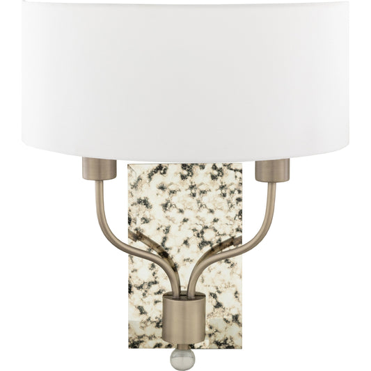 Ogee Wall Sconce - 23188 by Surya. Made from linen, polyester, metal, mirror, glass in a transitional style.