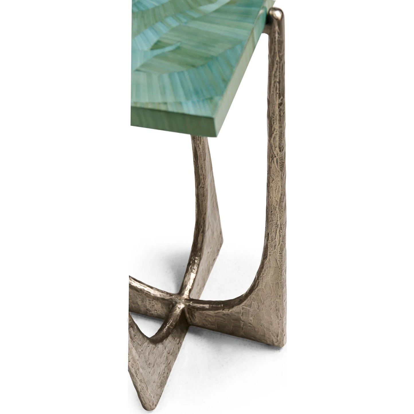 009 SI-2252663 | Closeup | Seaglass Martini Table by Jonathan Charles in blue and blue straw. Made from stainless steel, plywood, straw in a eclectic & global style.