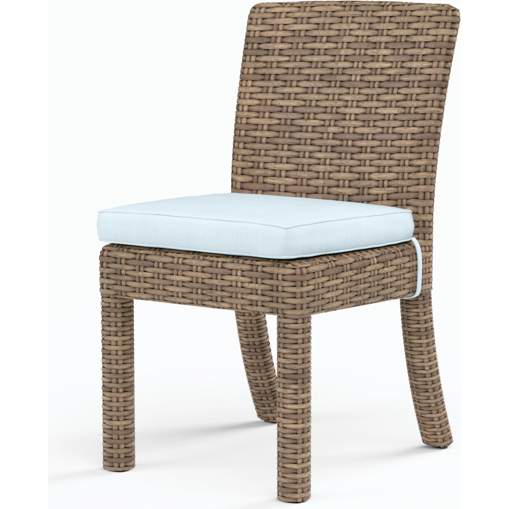 Havana Outdoor Armless Dining Chair by Sunset West in tobacco. Made from resin wicker in a modern style.