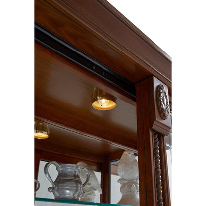 43'' Wide Medallion Cherry Curio Display Cabinet by Pulaski Furniture in rich cherry. Made from hardwood solids in a traditional style.