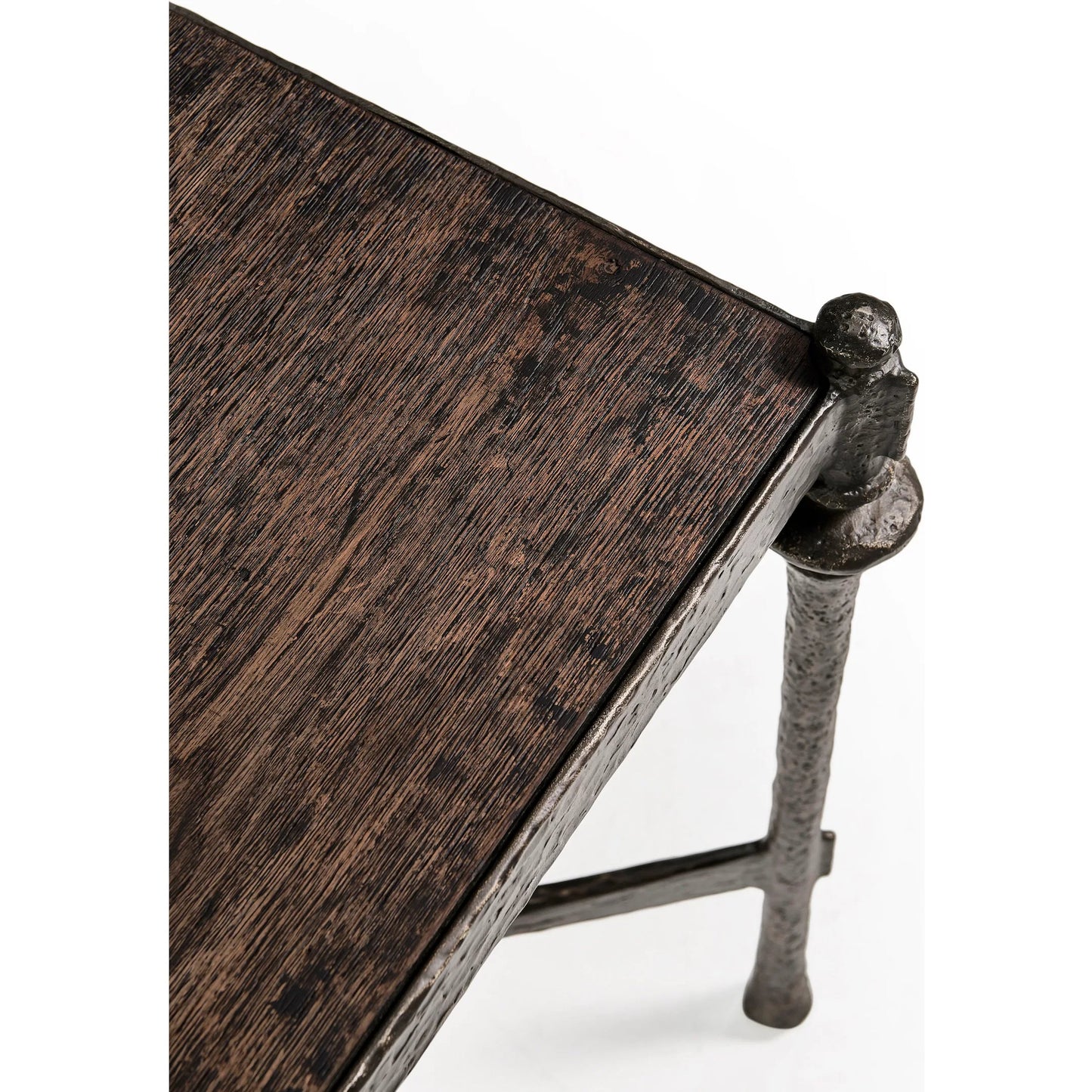 003 SI-2462652 | Closeup | Terravita Square Side Table by Jonathan Charles in black caldera oak. Made from oak veneer in a cottage & farmhouse style.