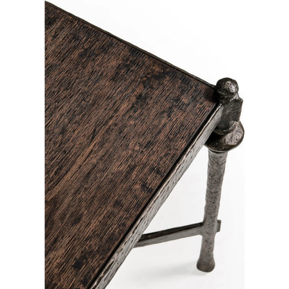 Terravita Square Side Table by Jonathan Charles in black caldera oak. Made from oak veneer in a cottage & farmhouse style.