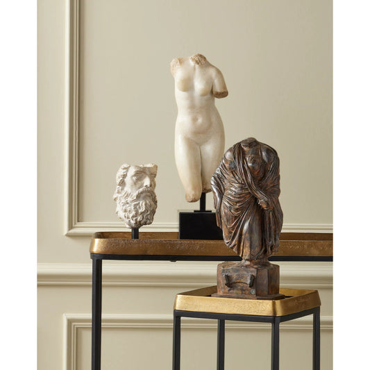 Head of Zeus by Currey and Company in aged beige, black. Made from composite, metal in a coastal style.