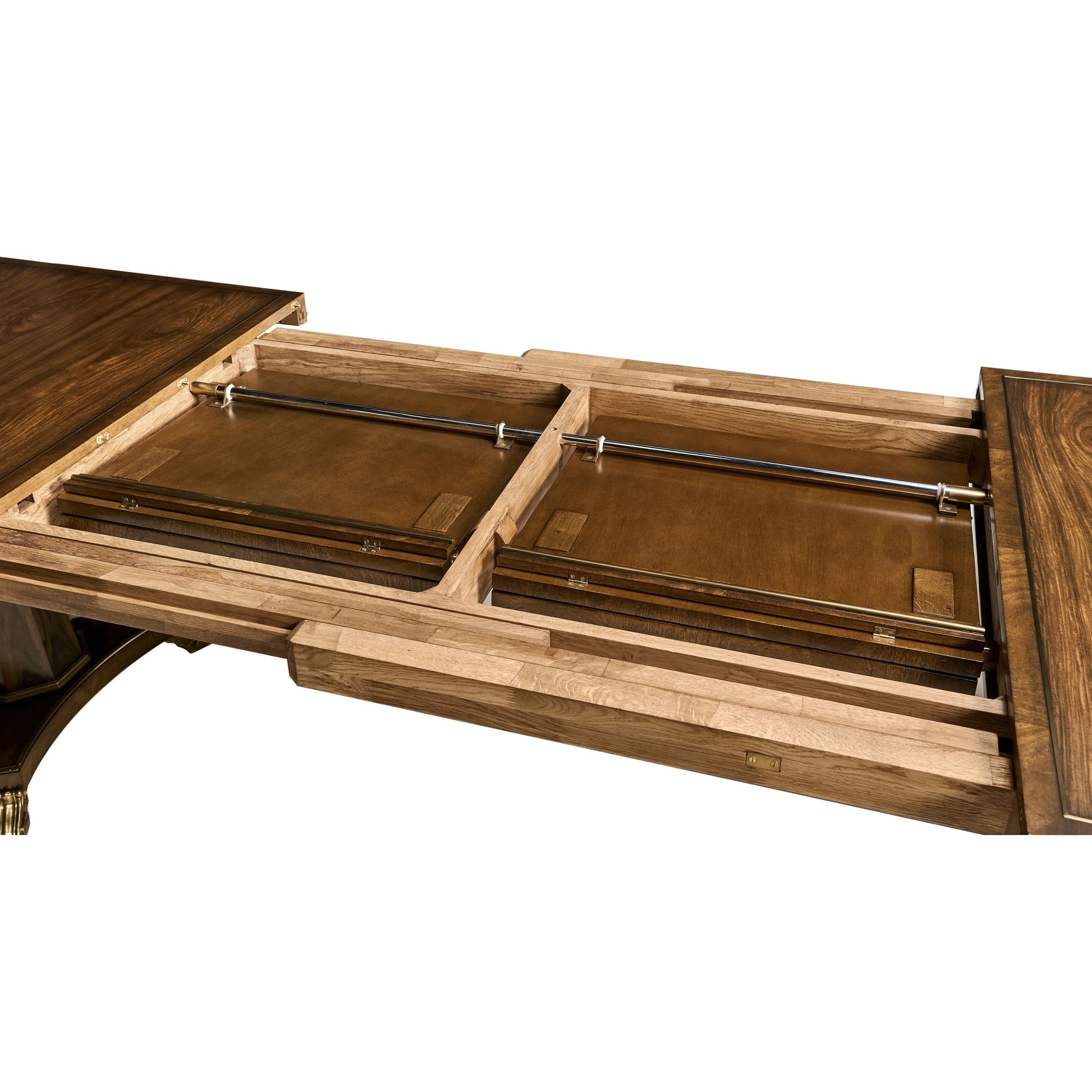 Viceroy Rectangular Dining Table by Jonathan Charles in viceroy brown santos. Made from local mahogany, brass, santos rosewood crown veneer in a traditional style.