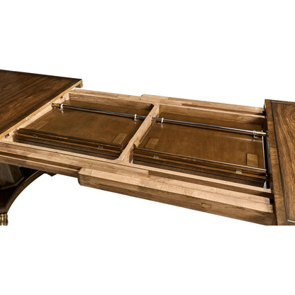 Viceroy Rectangular Dining Table by Jonathan Charles in viceroy brown santos. Made from local mahogany, brass, santos rosewood crown veneer in a traditional style.