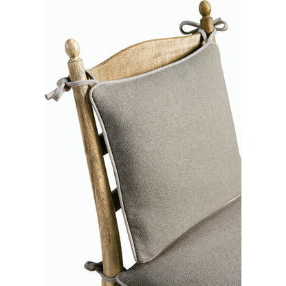 Timeless Doppler Ladderback Side Chair by Jonathan Charles in brown. Made from oak, fiber rush, foam, fabric in a coastal style.