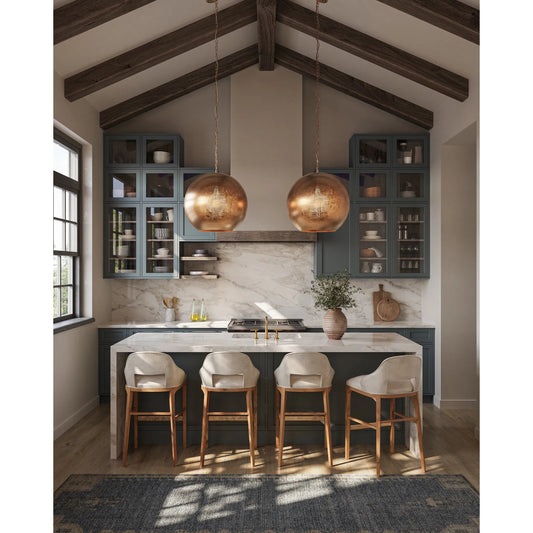 Buckram Orb Pendant by Currey and Company. Made from metal in a modern style.