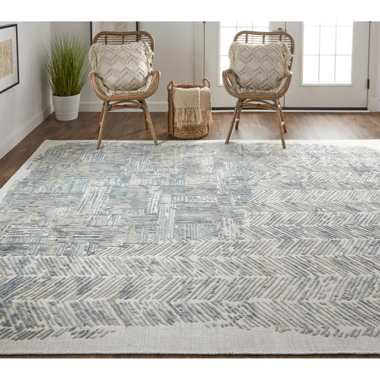 Elias Rug - 6891F by Feizy in green, blue, ivory. Made from viscose, wool in a unique style.