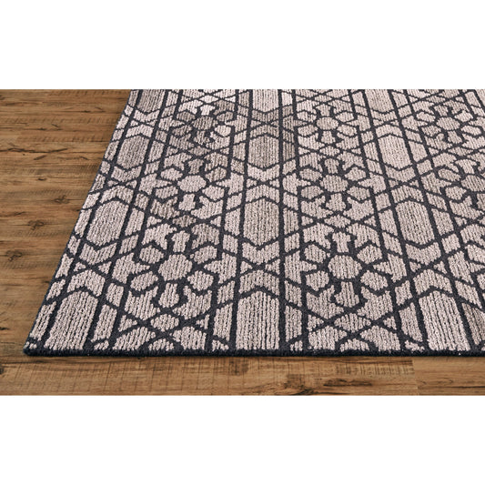 Asher Geometric Wool Rug - 8766F by Feizy in gray, black. Made from wool, viscose in a unique style.