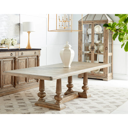 Architrave Trestle Dining Table by A.R.T. Furniture in almond. Made from pine solids and veneer, resin in a traditional style.