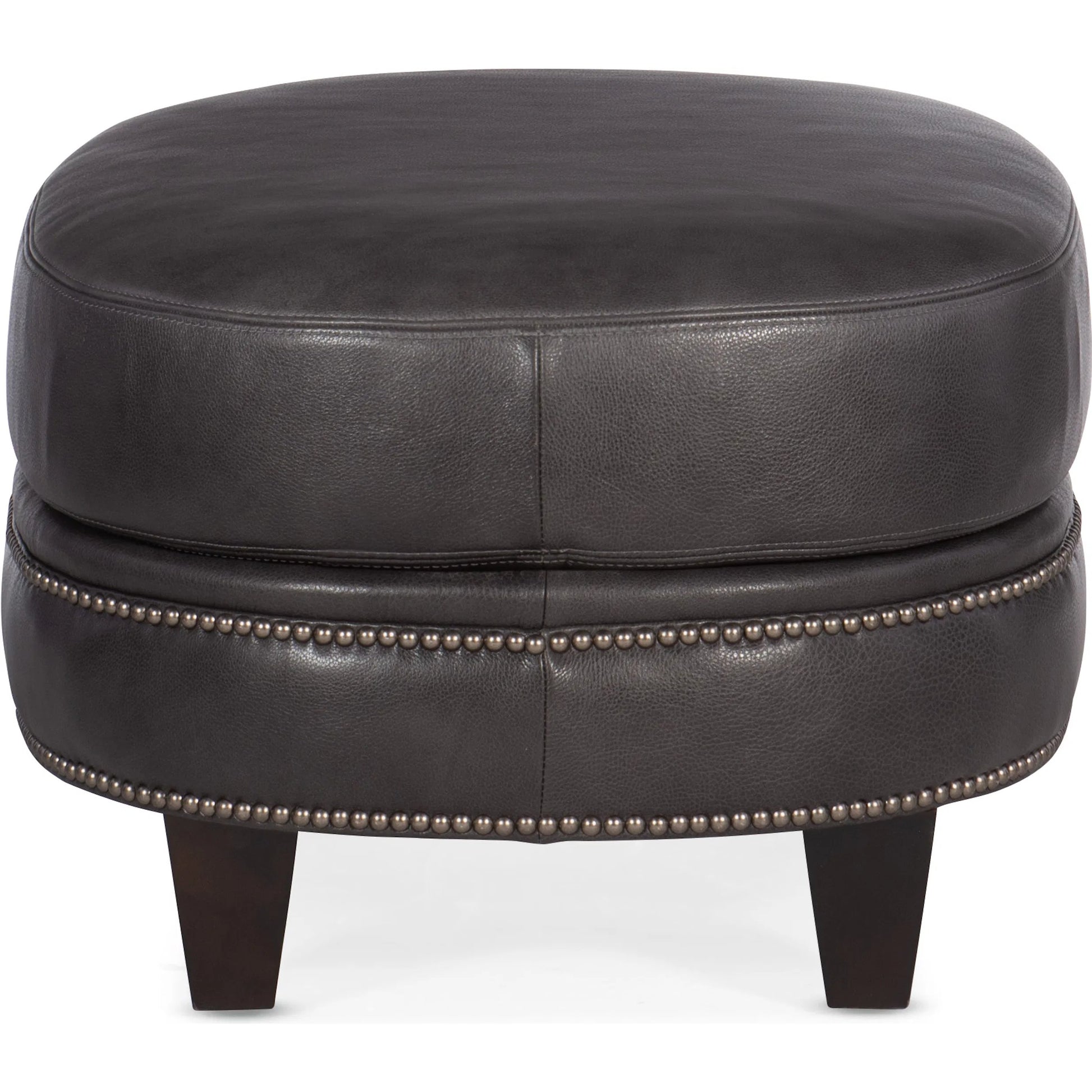 Richardson Ottoman by Bradington-Young by Hooker Furniture in charcoal and plantation, gunmetal. Made from 100% leather in a unique style.