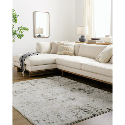 Osaka Rug - 492399 by Livabliss in light beige, gray, cream, dusty sage, charcoal. Made from face: 100% polyester, warp: 100% polyester in a unique style.