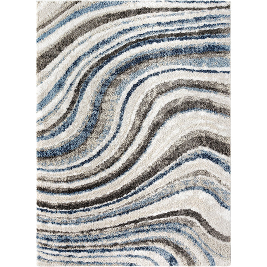 Osaka Rug - 492413 by Livabliss in gray, denim, cream, dark blue, light beige, charcoal. Made from face: 100% polyester, warp: 100% polyester in a unique style.