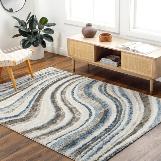 Osaka Rug - 492413 by Livabliss in gray, denim, cream, dark blue, light beige, charcoal. Made from face: 100% polyester, warp: 100% polyester in a unique style.