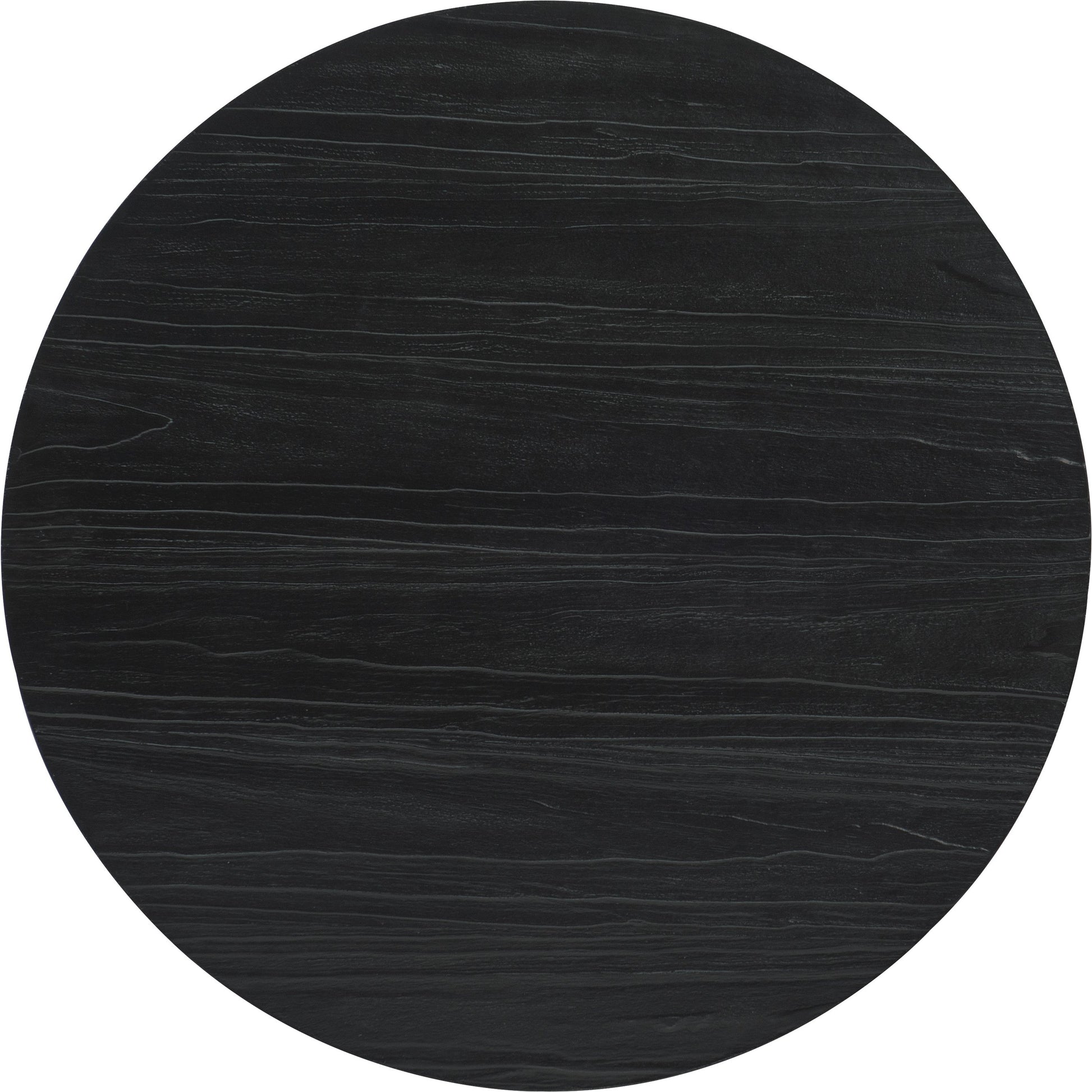 Chapman Shou Sugi Ban Petite Round Dining Table by Hooker Furniture in charred black. Made from pine veneers in a modern style.