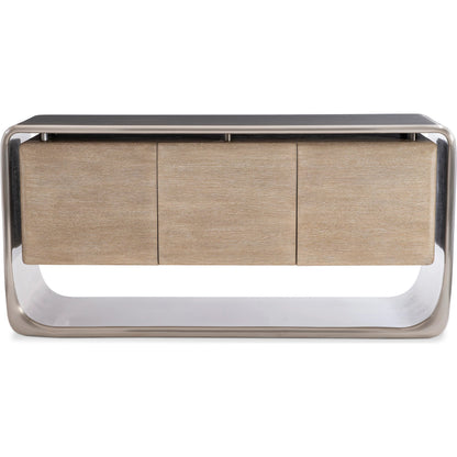 Lomond Buffet by Bernhardt in tarnished nickel, trevin. Made from metal, wood in a modern style.