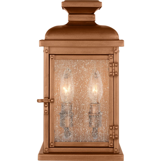 Pediment Wall Lantern by Visual Comfort & Co. in natural copper. Made from stainless steel in a unique style.