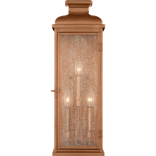 Pediment Wall Lantern by Visual Comfort & Co. in natural copper. Made from stainless steel in a unique style.