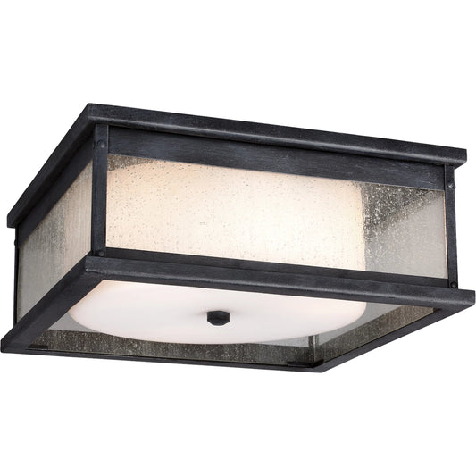Pediment Outdoor Flush by Generation Lighting in dark weathered zinc. Made from stainless steel in a traditional style.