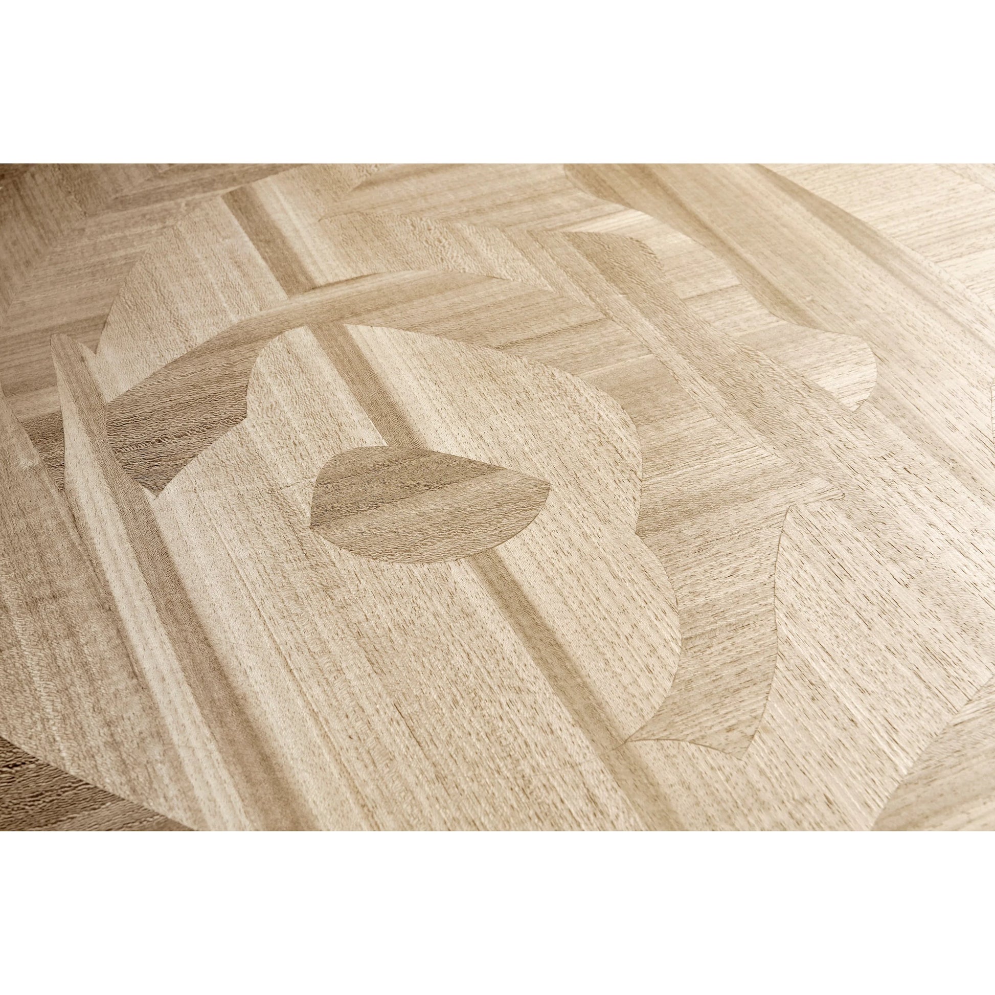 Tidepool Round Dining Table by Jonathan Charles in beige and natural dyed koto. Made from koto veneer in a modern style.