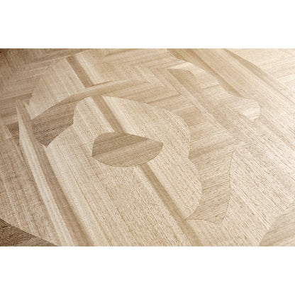 Tidepool Round Dining Table by Jonathan Charles in beige and natural dyed koto. Made from koto veneer in a modern style.
