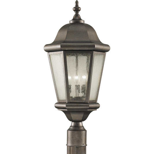 Martinsville 3-LIGHT Post by Generation Lighting in corinthian bronze. Made from stainless steel in a traditional style.