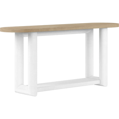 Garrison Console Table by A.R.T. Furniture in washed oak, emory white. Made from parawood solids with ash embossing, white oak veneers, resin in a modern style.